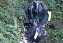 En Cañar auto cayó en una pendiente; un policía resultó herido