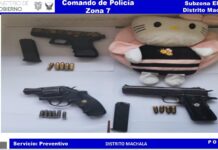 Cuatro armas incautadas durante sepelio en Machala