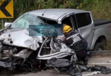 Violento choque entre camión y camioneta deja un herido